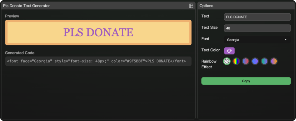 Generador de Texto Pls Donate