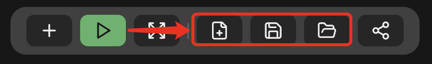 New File, Save File, and Open File List
