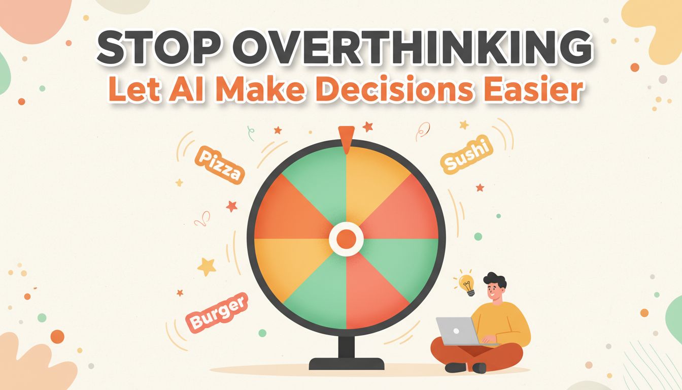 Colorful decision wheel with AI assistance - Stop Overthinking, Let AI Make 
  Decisions Easier