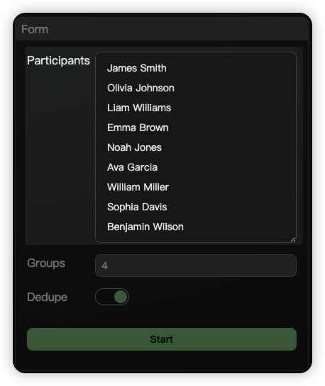 Enter the participants' names in the text box